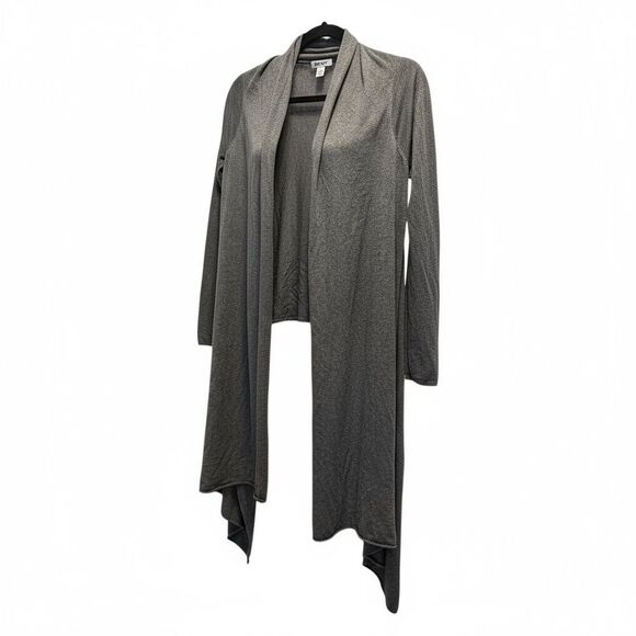 EUC DKNY Women’s Gray Open Front Cropped Long Sleeve Sweater Cardigan - Size S - Picture 2 of 4